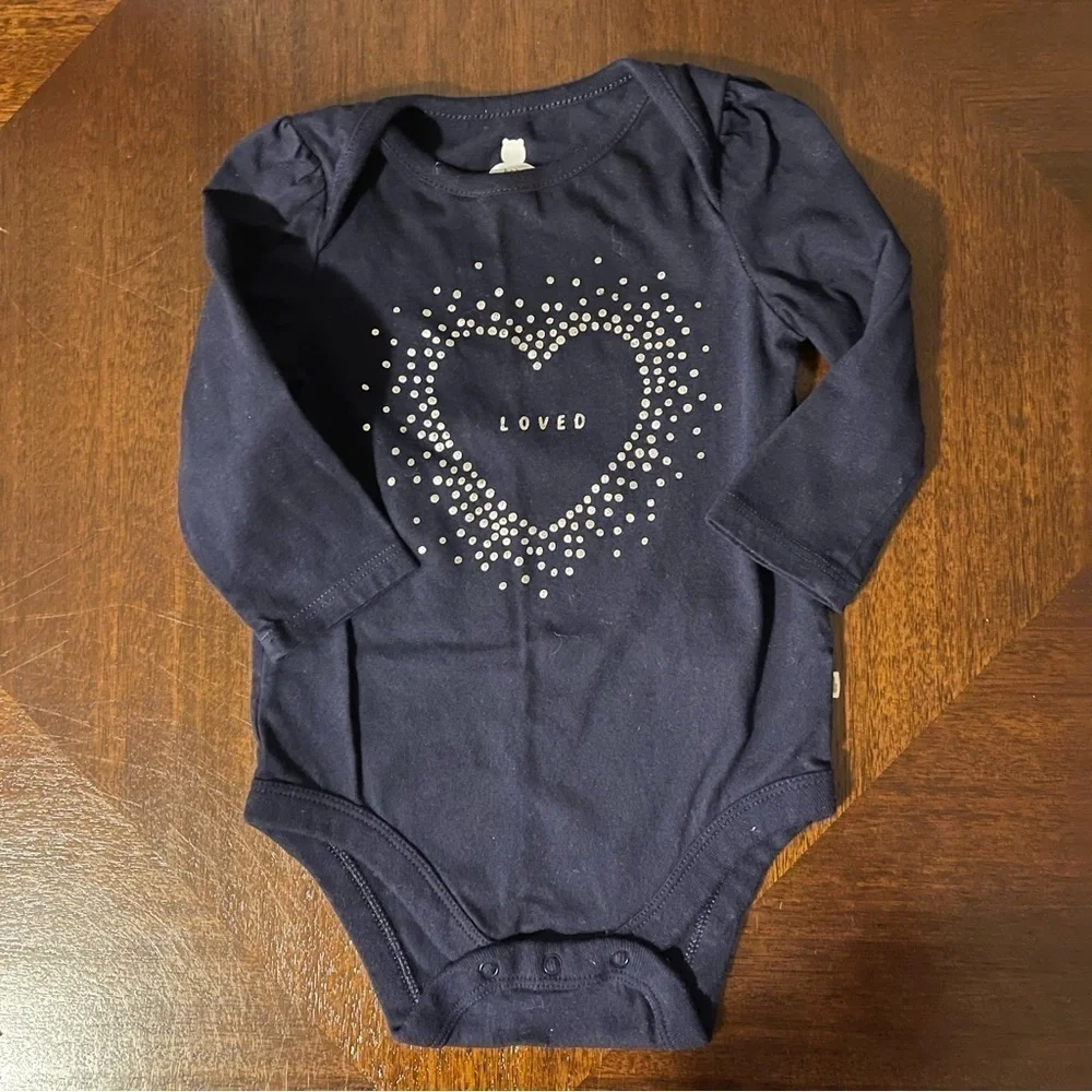 Gap | 2 piece long sleeve “loved” with plaid pants outfit | 6-12 mo
